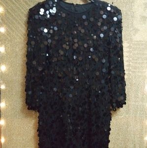 Black formal evening sequence dress
